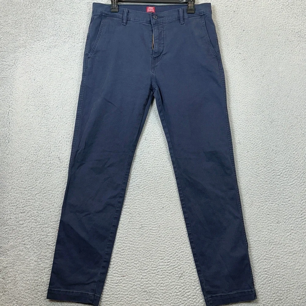 Levis XX Chino Pants Mens 33X32 Standard Taper Navy Blue Red Tab Casual Stretch